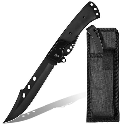 Plys Klappmesser Groß 14cm Scharfes Taschenmesser: Holzgriff Outdoor Messer mit Aufbewahrungstasche 440c Stahl Jagdmesser Schwarz Plys Klappmesser Groß 14cm Scharfes Taschenmesser: Holzgriff Outdoor Messer mit Aufbewahrungstasche 440c Stahl Jagdmesser Schwarz von Plys