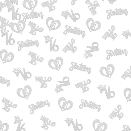150 Stück 16. Geburtstag Dekorationen für Mädchen, silberfarbenes Glitzerkonfetti, Happy Sweet 16, Hello 16, 16 und fabelhafte Tischstreuung, Happy 16th Birthday Party Dekorationen Supplies 150 Stück 16. Geburtstag Dekorationen für Mädchen, silberfarbenes Glitzerkonfetti, Happy Sweet 16, Hello 16, 16 und fabelhafte Tischstreuung, Happy 16th Birthday Party Dekorationen Supplies von Plzaxou