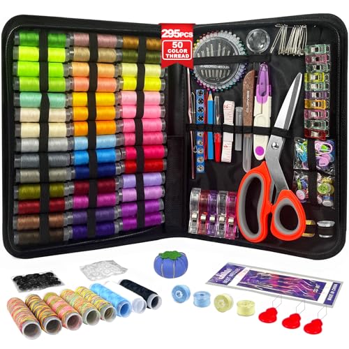 Nähset für Erwachsene, 50 Farbe Faden Kit, 295PCS Professionelle Nähbarungen, Enthält Faden, Ergonomische Schere, Nadeln und mehr, Mini Nähset für Anfänger, Reisen, Zuhause, Schule und DIY Geschenk Nähset für Erwachsene, 50 Farbe Faden Kit, 295PCS Professionelle Nähbarungen, Enthält Faden, Ergonomische Schere, Nadeln und mehr, Mini Nähset für Anfänger, Reisen, Zuhause, Schule und DIY Geschenk von Pmbqifay