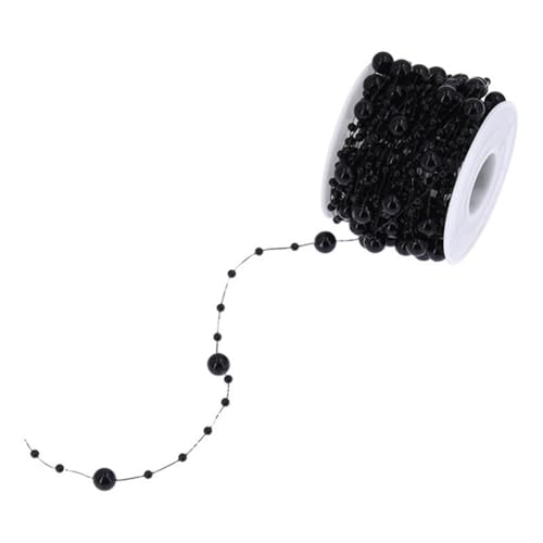 10M/Rollen Perlengirlande Bunte Perlen Kette 8mm+3mm Kunstperlenkette Hochzeits Perlenband Perlenstring Dekoband Draht Perlenschnur für Hochzeitsdeko Party Geburtstag Weihnachten Tisch Brautstraus von Pmnzdy