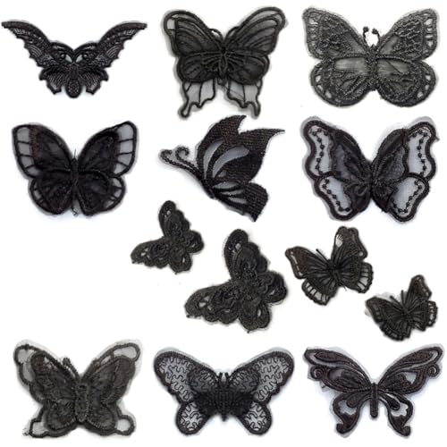 12 Stück Stickerei Spitze Schmetterling Applikation Bunt Organza Schmetterling Aufbügler Patches Nähen Aufnäher zum Reparieren und Deko für DIY Handwerk Kleidung Tischtuch Taschen Schal Schwarz 12 Stück Stickerei Spitze Schmetterling Applikation Bunt Organza Schmetterling Aufbügler Patches Nähen Aufnäher zum Reparieren und Deko für DIY Handwerk Kleidung Tischtuch Taschen Schal Schwarz von Pmnzdy