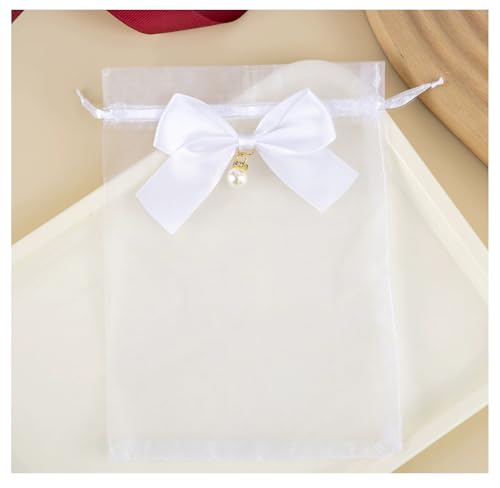 Organzabeutel Organzasäckchen mit Schleifen Perlen 10 Stück Geschenkbeutel aus Organza Bonbonsbeutel Bunt Schmuckbeutel Netzbeutel mit Kordelzug Netzbeutel für Hochzeit Geburtstag Taufe Party von Pmnzdy