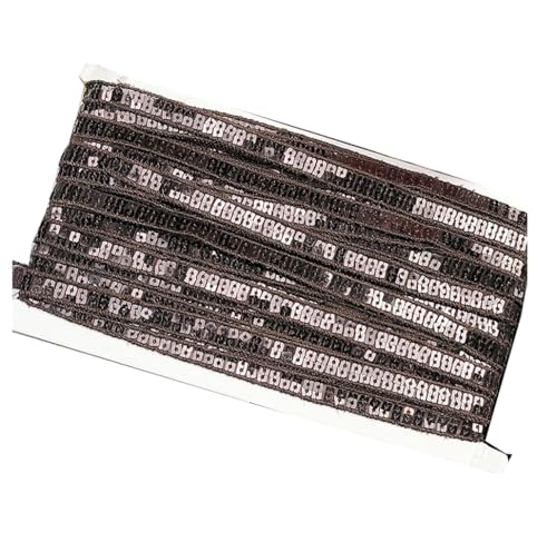 Paillettenband 10 Yards x 10mm(2 Reihen) Paillettenbesatz Glitzer Metallisch Trim Zum Nähen Basteln Paillettenstreifen Borte Bordüre Bänder Dekoband für Kleidung DIY Kunst Handwerk DekorationBraun von Pmnzdy
