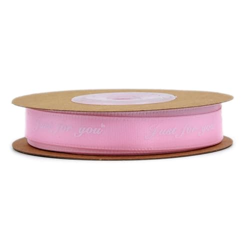 Pmnzdy 10 Yards × 25mm "Just for you" Bänder Ripsband Bunte Satinband Geschenkband Stoffband für Hochzeit,Geburtstag,Blumen,Verpackung von Kuchen,Geschenkverpackung,DekorationRosa von Pmnzdy