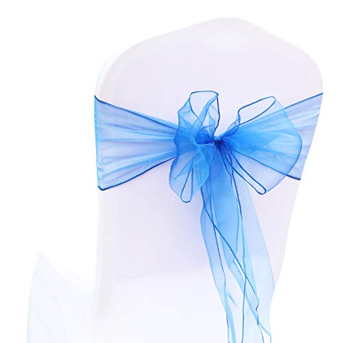 Pmnzdy 100 Stück Organza Stuhlschärpen Schleifenband transparentes Band 18x275cm Stuhllehne Streamer Sperrkante Krawatten Stuhlschleifen Hochzeit Jahrestag Party Bankett Event Empfang Deko Blau 5# von Pmnzdy