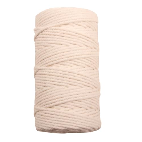 Pmnzdy 100M Makramee Garn 12mm Makramee Kordel Baumwollgarn Baumwollkordel Farbiges Baumwollseil Handwerk Strickseil Natürliche Baumwoll-Schnur für Stricken Makramee Weben Deko DIY Handwerk Weiß von Pmnzdy