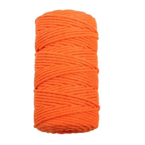 Pmnzdy 100M Makramee Garn 4mm Makramee Kordel Baumwollgarn Baumwollkordel Farbiges Baumwollseil Handwerk Strickseil Natürliche Baumwoll-Schnur für Stricken Makramee Weben Deko DIY Handwerk Orange von Pmnzdy