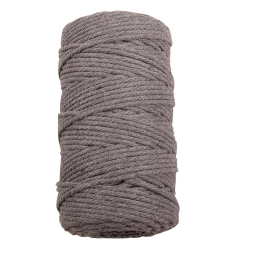 Pmnzdy 100M Makramee Garn 5mm Makramee Kordel Baumwollgarn Baumwollkordel Farbiges Baumwollseil Handwerk Strickseil Natürliche Baumwoll-Schnur für Stricken Makramee Weben Deko DIY Handwerk Grau von Pmnzdy