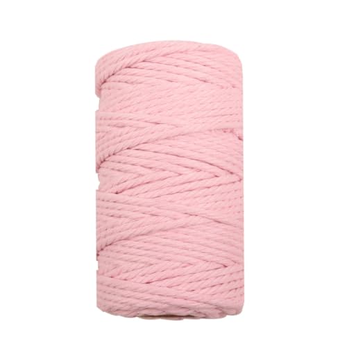 Pmnzdy 100M Makramee Garn 6mm Makramee Kordel Baumwollgarn Baumwollkordel Farbiges Baumwollseil Handwerk Strickseil Natürliche Baumwoll-Schnur für Stricken Makramee Weben Deko DIY Handwerk Rosa von Pmnzdy