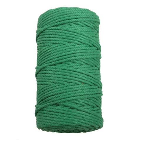 Pmnzdy 100M Makramee Garn 8mm Makramee Kordel Baumwollgarn Baumwollkordel Farbiges Baumwollseil Handwerk Strickseil Natürliche Baumwoll-Schnur für Stricken Makramee Weben Deko DIY Handwerk Grün von Pmnzdy
