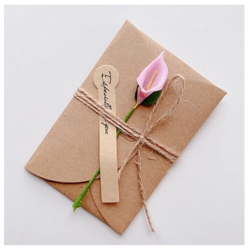 Pmnzdy 20 Set Grußkarte mit Getrocknete Blumen Dekoration Retro Kraftpapier Blanko Umschläge-Grußkarte Mini Briefumschläge mit Karten Hochzeitskarten Rosa-Calla-Lilie L=110 * 175MM von Pmnzdy