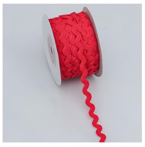Pmnzdy 20 Yard X 5mm Rick Rack Trim Bänder Wellenförmiges Ribbon Biegefransenbesatz Bunte Zackenlitze Borte Gewebte Geflochtene Fransenbesatz für DIY Nähen Hochzeit Kleidung Geschenkverpackung Rot von Pmnzdy