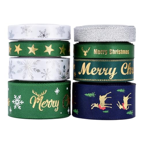 Pmnzdy 8 Rollen/set Weihnachtenband Weihnachten Dekoration Bänder Stoffband Geschenkband Dekoband Zierband mit Schneeflocken,Merry Christmas, Sterne, Weihnachtsbaum Muster Bastelband Pmnzdy 8 Rollen/set Weihnachtenband Weihnachten Dekoration Bänder Stoffband Geschenkband Dekoband Zierband mit Schneeflocken,Merry Christmas, Sterne, Weihnachtsbaum Muster Bastelband von Pmnzdy