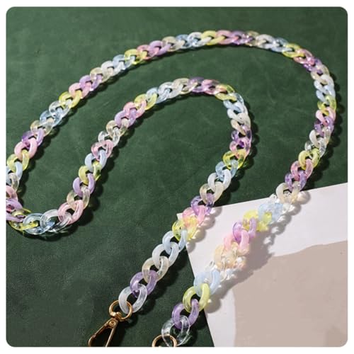Pmnzdy Acryl Taschenkette Kunststoff Kettenringe Acryl ketteTaschengurt Bunte Handy-Kette Handy Lanyard Trageriemen Crossbody Handtaschenkette Mit Metallschnalle DIY Deko Ersatzkette Farbe 4# 120cm von Pmnzdy