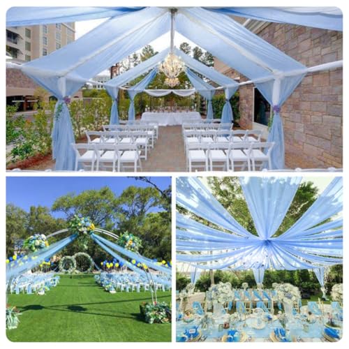 Pmnzdy Deckenvorhänge für Hochzeiten Hochzeitsbogen Tüll Drapierstoff Hochzeit Hintergrund Vorhang Tüllstoff Raumdekoration für Party Zeremonie Bühne Hochzeit Himmel Bett Jeansblau 150×600cm von Pmnzdy
