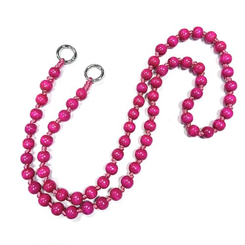 Pmnzdy Holzperlen Handykette Universal Schlüsselband Kette Handyband zum Umhängen Handy Lanyard Holzperlenkette Handyschnur zum Hängen Smartphone Handy Schmuck für Damen Mädchen Rosenrot von Pmnzdy