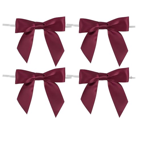 Pmnzdy Schleifen mit Draht 20 Stück 9 × 9cm Satinschleife Handgefertigte Deko Schleifen geschenkband Satinband Bowknot für Hochzeit, Geschenkverpackung, Basteln, Geburtstag, Kuchen Deko Rotwein von Pmnzdy