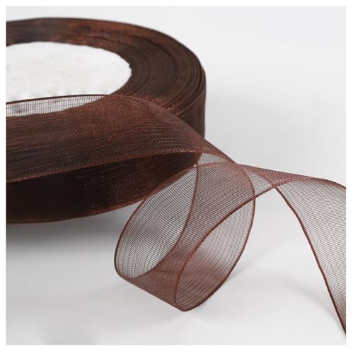 Transparent Organzaband 45 Meter × 2cm Sheer Geschenkband Bunte Schleifenband Dekoband Weihnachtenband Bastelband Bänder aus Organza für Hochzeits Party Geburtstag GeschenkverpackungBraun von Pmnzdy