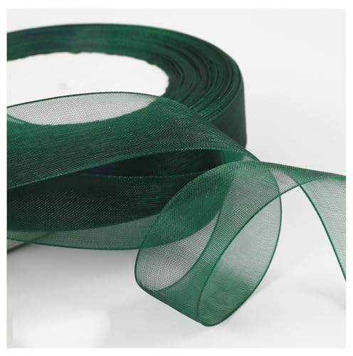 Transparent Organzaband 45 Meter × 2cm Sheer Geschenkband Bunte Schleifenband Dekoband Weihnachtenband Bastelband Bänder aus Organza für Hochzeits Party Geburtstag GeschenkverpackungDunkelgrün von Pmnzdy