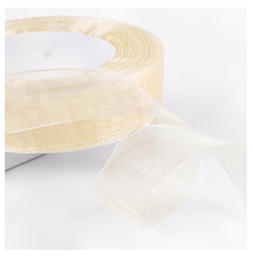Transparent Organzaband 45 Meter × 2cm Sheer Geschenkband Bunte Schleifenband Dekoband Weihnachtenband Bastelband Bänder aus Organza für Hochzeits Party Geburtstag GeschenkverpackungOff-White von Pmnzdy