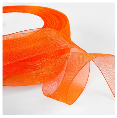 Transparent Organzaband 45 Meter × 2cm Sheer Geschenkband Bunte Schleifenband Dekoband Weihnachtenband Bastelband Bänder aus Organza für Hochzeits Party Geburtstag GeschenkverpackungOrangerot von Pmnzdy