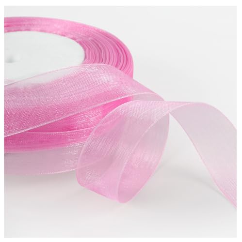 Transparent Organzaband 45 Meter × 2cm Sheer Geschenkband Bunte Schleifenband Dekoband Weihnachtenband Bastelband Bänder aus Organza für Hochzeits Party Geburtstag GeschenkverpackungRosenrot von Pmnzdy