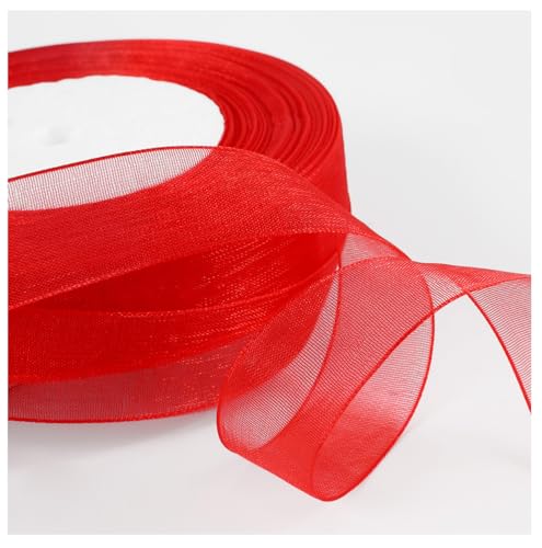 Transparent Organzaband 45 Meter × 2cm Sheer Geschenkband Bunte Schleifenband Dekoband Weihnachtenband Bastelband Bänder aus Organza für Hochzeits Party Geburtstag GeschenkverpackungRot von Pmnzdy