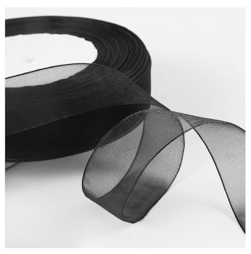 Transparent Organzaband 45 Meter × 2cm Sheer Geschenkband Bunte Schleifenband Dekoband Weihnachtenband Bastelband Bänder aus Organza für Hochzeits Party Geburtstag GeschenkverpackungSchwarz von Pmnzdy