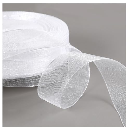 Transparent Organzaband 45 Meter × 2cm Sheer Geschenkband Bunte Schleifenband Dekoband Weihnachtenband Bastelband Bänder aus Organza für Hochzeits Party Geburtstag GeschenkverpackungWeiß von Pmnzdy