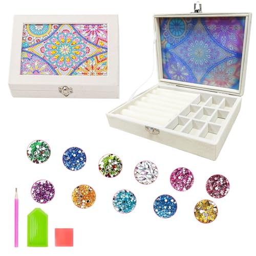 Basteln mit Mandala Muster, Geschenke Mädchen, Kreatives Diamond Painting für Kinder 5-12 Jahre, DIY Diamond Painting Schmuckkästchen, Ideale Geschenke von Pmueuff