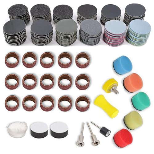Schleifpapier 25mm Klett 268 pcs, Nass Trockene Schleifscheibe, Schleifgitter für Dremel, Schleifaufsätze für Akkuschrauber, Polieraufsätze Set P60-P10000 für Material wie Metall, Harz, Holz Schleifpapier 25mm Klett 268 pcs, Nass Trockene Schleifscheibe, Schleifgitter für Dremel, Schleifaufsätze für Akkuschrauber, Polieraufsätze Set P60-P10000 für Material wie Metall, Harz, Holz von Pmueuff