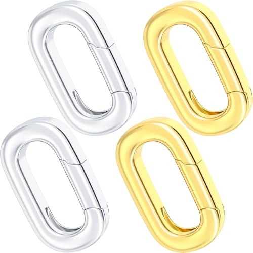 Pndeyo 4 ovale Anhängerverschlüsse für Halskettenherstellung, Messing-Schmuckverbinder, Karabinerverschluss für Schlüsselanhänger, Geldbörse, Handtasche, Riemen, Halskette, Armband, Schmuckherstellung Pndeyo 4 ovale Anhängerverschlüsse für Halskettenherstellung, Messing-Schmuckverbinder, Karabinerverschluss für Schlüsselanhänger, Geldbörse, Handtasche, Riemen, Halskette, Armband, Schmuckherstellung von Pndeyo
