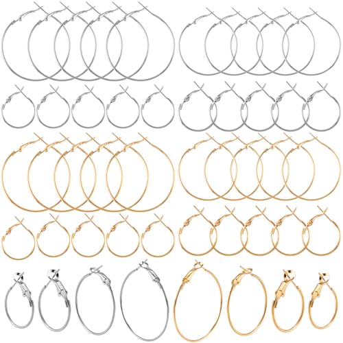 Pndeyo Creolen, hypoallergen, runde Ohrringschlaufen, offene Perlenohrringe, Zubehör, Schmuckherstellung, Basteln, 20 mm, 25 mm, 30 mm, 40 mm, Gold und Silber, 40 Stück Pndeyo Creolen, hypoallergen, runde Ohrringschlaufen, offene Perlenohrringe, Zubehör, Schmuckherstellung, Basteln, 20 mm, 25 mm, 30 mm, 40 mm, Gold und Silber, 40 Stück von Pndeyo