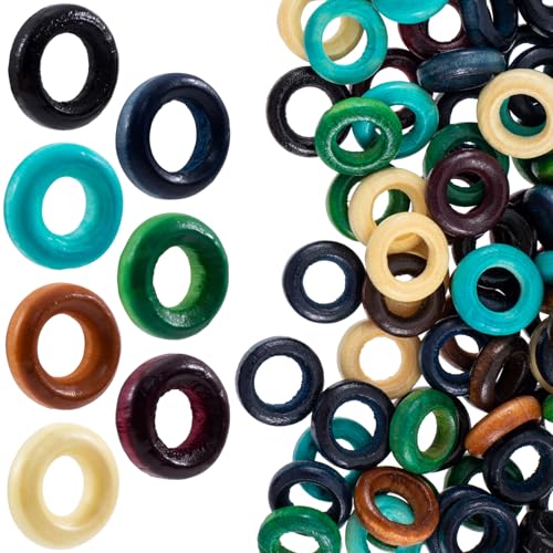 Pndeyo Holzperlen zum Basteln, rundes großes Loch, natürliche Holzhaarperlen, bunte Holz-Abstandshalter für Halsketten, Armbänder, Bastelarbeiten, handgefertigte Dekoration, 100 Stück Pndeyo Holzperlen zum Basteln, rundes großes Loch, natürliche Holzhaarperlen, bunte Holz-Abstandshalter für Halsketten, Armbänder, Bastelarbeiten, handgefertigte Dekoration, 100 Stück von Pndeyo