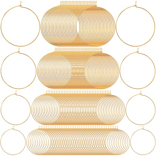 Pndeyo Hypoallergene Ohrring-Perlen, verschiedene Größen, runde Creolen, offener Ohrringdraht, Zubehör für Schmuckherstellung, Gold, 280 Stück Pndeyo Hypoallergene Ohrring-Perlen, verschiedene Größen, runde Creolen, offener Ohrringdraht, Zubehör für Schmuckherstellung, Gold, 280 Stück von Pndeyo