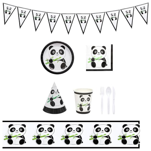 Pandas Themen-Zubehör, Cartoon-Tiergeschirr-Set, Geburtstage, Partyzubehör, elegante Party-Dekorationen, Schmuck, Partyteller von Pnuokn