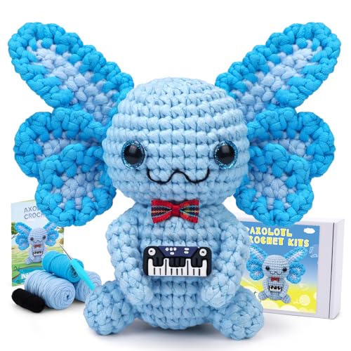Pnytty Häkelset für Anfänger, Häkeltier Kit, Blau Axolotl Starter Häkelsets Strickset mit Garn, Häkelnadeln, Video-Tutorials, einfaches Häkeln für Erwachsene Handwerk Pnytty Häkelset für Anfänger, Häkeltier Kit, Blau Axolotl Starter Häkelsets Strickset mit Garn, Häkelnadeln, Video-Tutorials, einfaches Häkeln für Erwachsene Handwerk von Pnytty