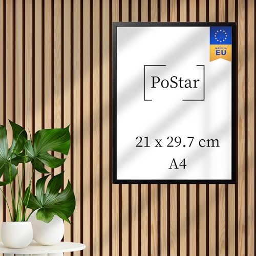 PoStar - Bilderrahmen A4 21x29,7 cm Foto-Rahmen aus Holz mit Bruchsicherem Plexi-Glas - Rahmen für Fotos, Poster und Diplome - Bilderrahmen 21x29,7 cm A4 - Schwarz PoStar - Bilderrahmen A4 21x29,7 cm Foto-Rahmen aus Holz mit Bruchsicherem Plexi-Glas - Rahmen für Fotos, Poster und Diplome - Bilderrahmen 21x29,7 cm A4 - Schwarz von PoStar