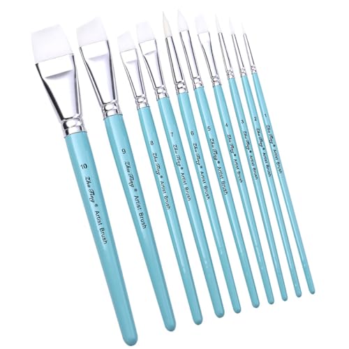 10x Pinsel Set Ölmalerei Pinsel Aquarell Nylon Haarbürsten Detail Für Gesicht von Pocoiau
