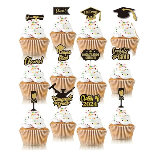12 Stück Cupcake-Topper, Dekoration, Kuchenflaggen, Stick 2021, Abschlussfeier 12 Stück Cupcake-Topper, Dekoration, Kuchenflaggen, Stick 2021, Abschlussfeier von Pocoiau