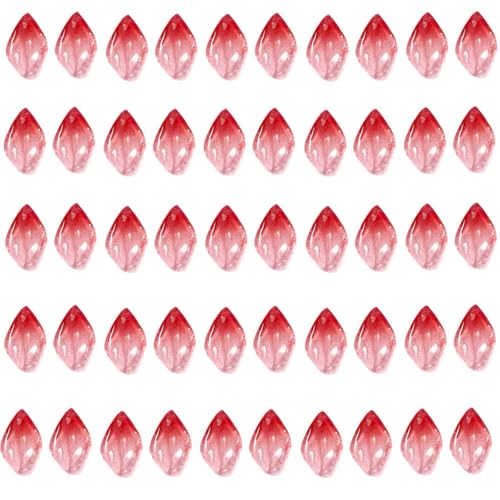 50 PCs Glasblätter Gradient Glasperlen 12x20mm Kunstversorgungen Für Kreative Schmuck Herstellung Haarnadel Dekoration Perlen Gradienten Blütenblätter Für Haarnadelschmuck Kunstprojekt Machen von Pocoiau