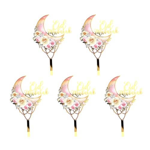 5pieces Cupcake Toppers Kuchen Dekoration Eid Theme Cake Picks Hochzeitstortezubehör Für Partyfeierlichkeiten Geeignet von Pocoiau
