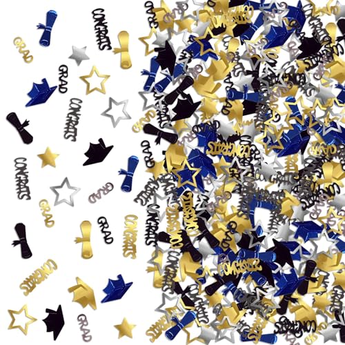 Goldenes Konfetti, schwarz und blau, Dekoration für Abschlussfeier, Schulveranstaltungen von Pocoiau