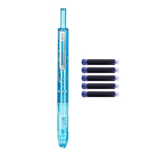 Pocoiau Füllfederhalter mit 5 Tintenpatronen, 0,38 mm, Metall, einziehbare Tinte, Stift zum Schreiben von Pocoiau