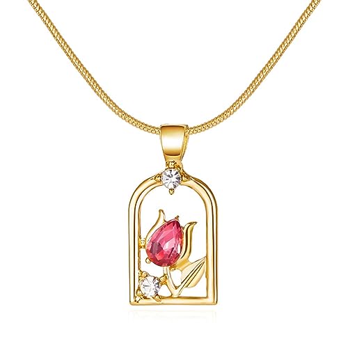 Pocoiau Mode Tulpen Anhänger Halskette Einfache Halshalshalte Süße Elegante Schlüsselbeinkette Halskette Schmuck Schmuck von Pocoiau