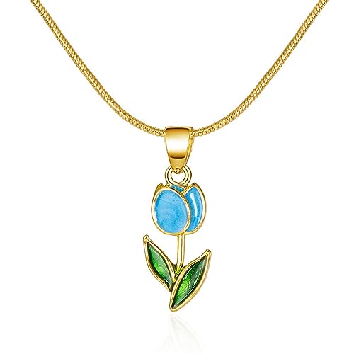 Pocoiau Mode Tulpen Anhänger Halskette Einfache Halshalshalte Süße Elegante Schlüsselbeinkette Halskette Schmuck Schmuck von Pocoiau