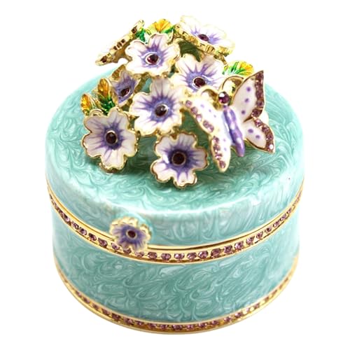 Pocoiau Vielseitige Kleine Schmuckschachtel Praktischer Schmuckbehälter Eleganter Schmetterling Und Blumenohrringe Halsketten Hülle Vintage Schmuckschatulle von Pocoiau