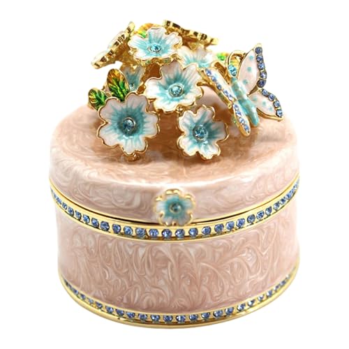 Pocoiau Vielseitige Kleine Schmuckschachtel Praktischer Schmuckbehälter Eleganter Schmetterling Und Blumenohrringe Halsketten Hülle Vintage Schmuckschatulle von Pocoiau