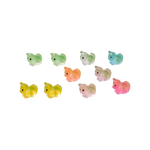 Set mit 10 bunten Miniatur-Mäusen, Kunstharz-Figuren für kreative Kuchendekoration, Wal, Rinder, Kätzchen, Landschaftsdekoration von Pocoiau