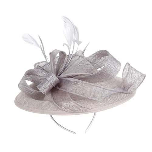 Zarter Derby-Kopfschmuck aus Netzstoff mit abnehmbarem Stirnband, gefiedert und Clip-Design, Haarschmuck für Teepartys, Brautveranstaltungen, Clip-On-Fascinator mit Stirnbändern von Pocoiau